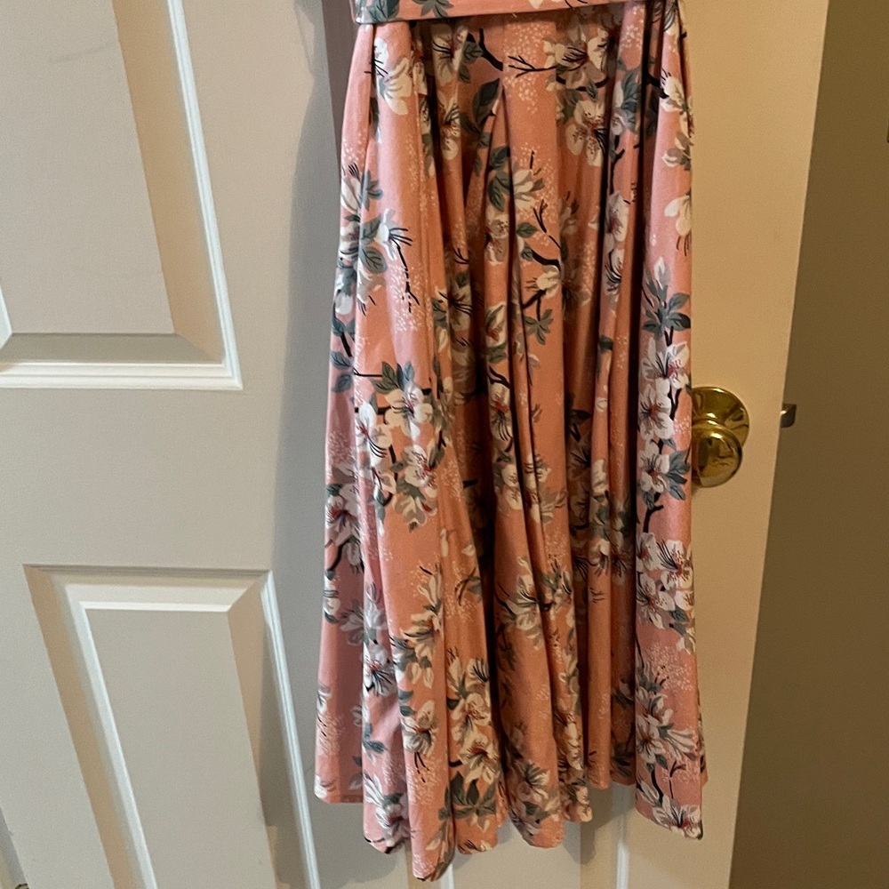 Floral Pink Wrap Dress a-line - Picture 4 of 7
